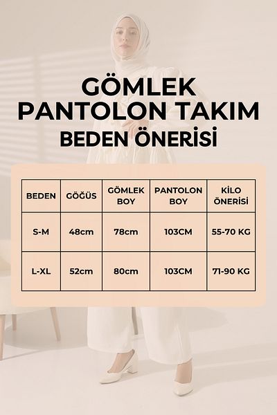 Mihran Butik طقم سراويل نسائية بيضاء موديل 100% قطن موديل Tesettur