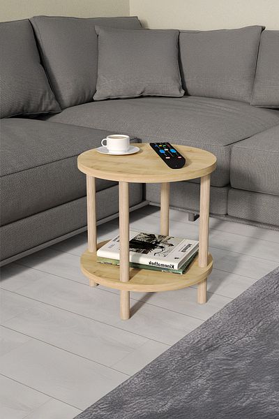 Sugo Design sugodesign Practica Coffee Table Two Tier Wooden Side Table Sapphire Oak Color