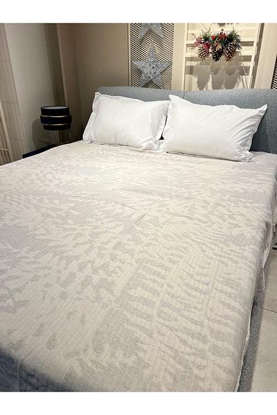 Explore Home Sanda, Double, Cotton Bedspread - Light Gray