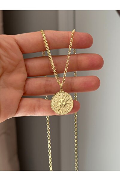 emy by emel luxury silver jewelry Altın Kaplama Doc Zincirli Güneş Kolye 925 ...