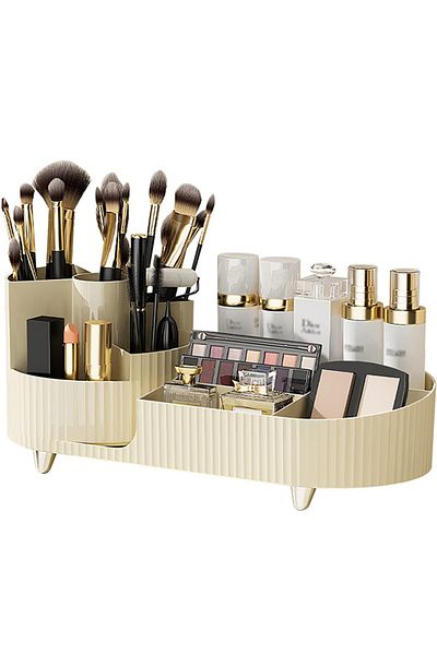 ETG Large Capacity Makeup Brush Holder,360 Rotating Makeup Organizer,9 Slot Makeup Brushes Cup