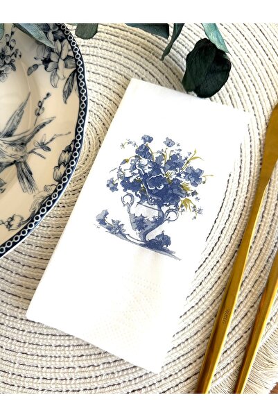 napkindesign Bleu Blanc Vazo Baskılı Lux Sunum Peçetesi 20li