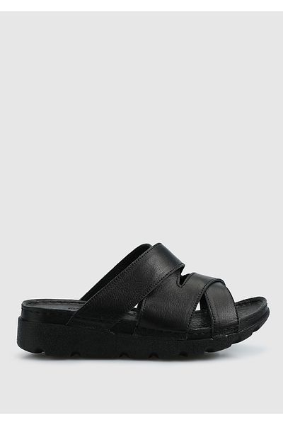 Eclipse Women's Slippers - Black Leather