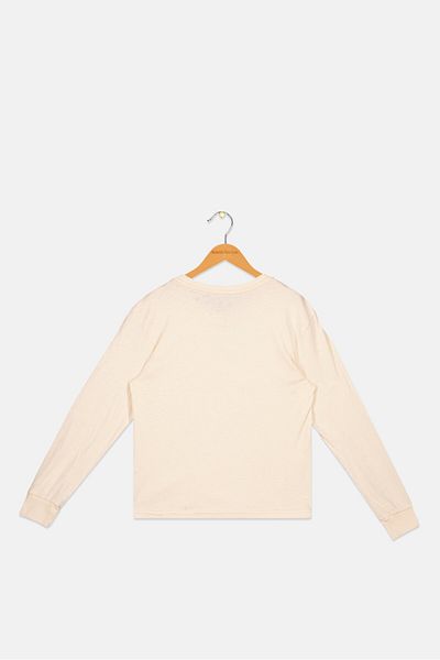 Roxy Kids Girl Graphic Printed Long Sleeve Top, Beige