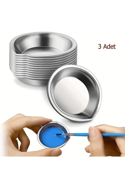 Sanathobi Boya kabı, karıştırma paleti, paslanmaz çelik, fırça yıkama, mürekkep hokkası-3 Adet