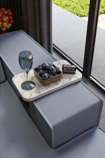 GOLDFALEZ Adjustable Side Table Efes Collection | Modern C-Shaped Sofa Table | Multi-purpose Laptop Desk