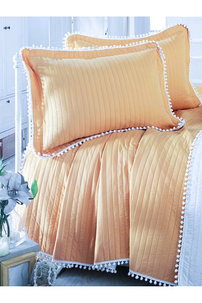 evm Single Pompom Bedspread Set
