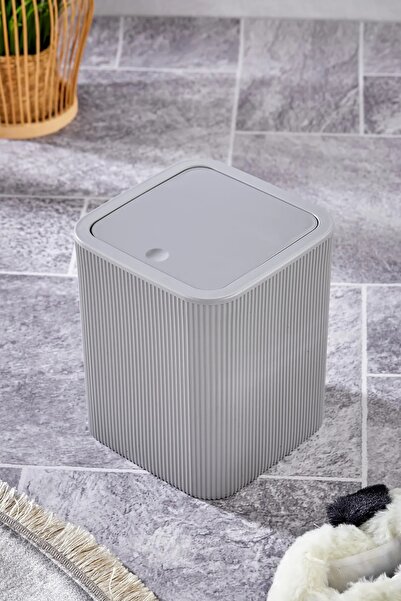 Kitchen Line Coș de gunoi model pătrat cu dungi gri