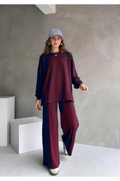 NEAR طقم بدلة رياضية نسائية كبيرة الحجم من القماش المشروط - تصميم حديث ومنعش