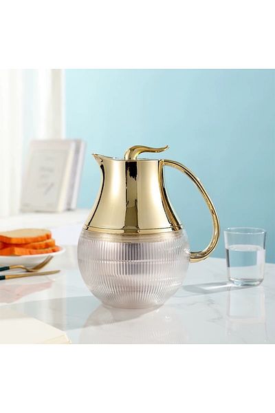 ABAREEK Transparent Tea and Coffee Thermos - Gold - 1 Liter