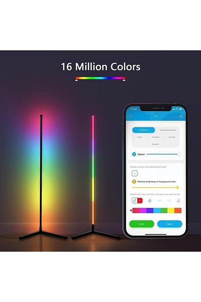 COOYA مصباح أرضي ذكي RGB مع مزامنة الموسيقى وتغيير الألوان، مناسب للألعاب وغرفة المعيشة وغرفة النوم وحفلات أعياد الميلاد