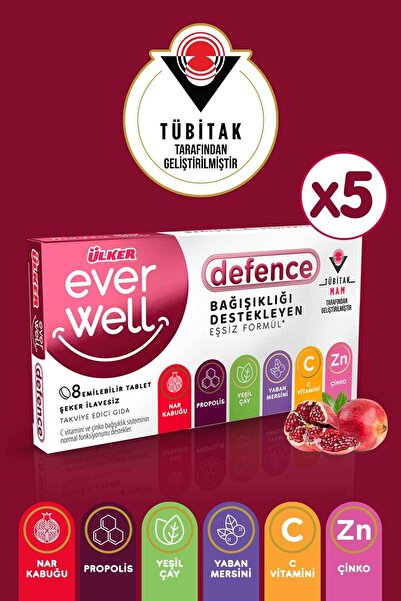 Ülker Everwell Defence Çiğneme Tableti 13.6 gr X5 Adet