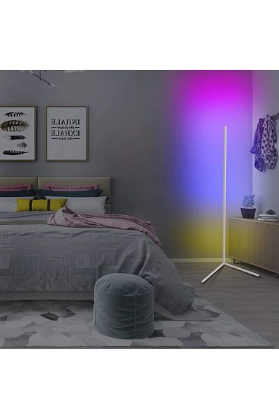 COOYA مصباح أرضي LED RGB، قابل للتعتيم، مصباح زاوية قائم مع جهاز تحكم عن بعد (أبيض)