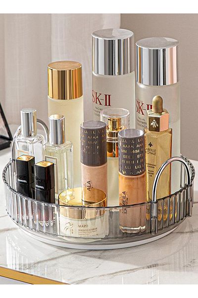 ETG Rotating Makeup Organizer for Vanity, High-Capacity Skincare Clear Make Up Storage