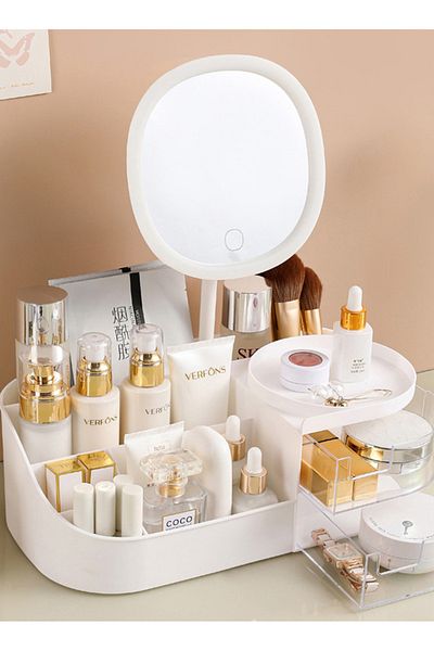 ETG Drawer-type cosmetics storage box, desktop dresser, makeup mirror, skincare shelf