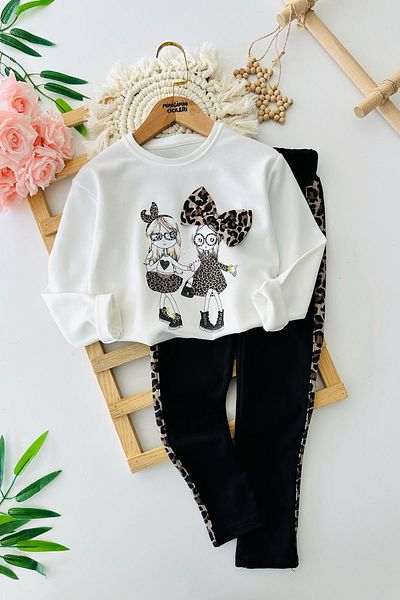 Minigimin Cicileri My Little One's Cicileri Leopard Striped Girl's Friends Set - Blackwhite