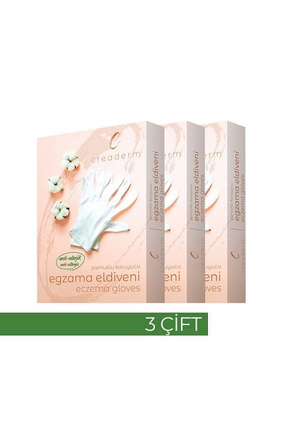 CREADERM Cotton Protective Eczema Gloves - 100% Cotton - Eczema Gloves - 3 Pieces
