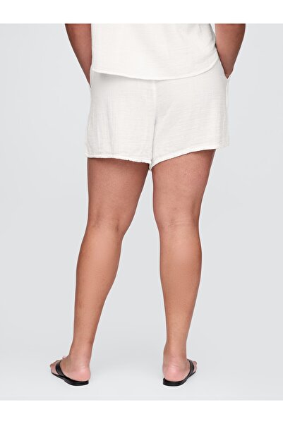 GAP Kadın Kırık Beyaz Crinkle Gauze Easy Şort