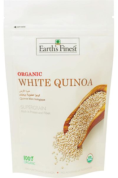 Earth s Finest Earth's Finest Organic White Quinoa - 340g | 100% Raw & High in Fiber | Gluten-Free, Wholegrain, Veg