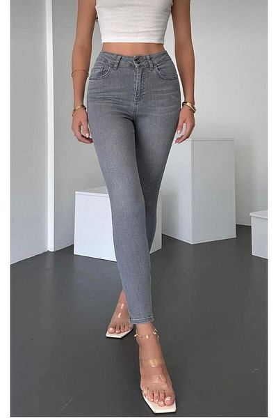 kotmodası Skinny Jean Γυναικείο Παντελόνι Power Lycra Ψηλόμεσο