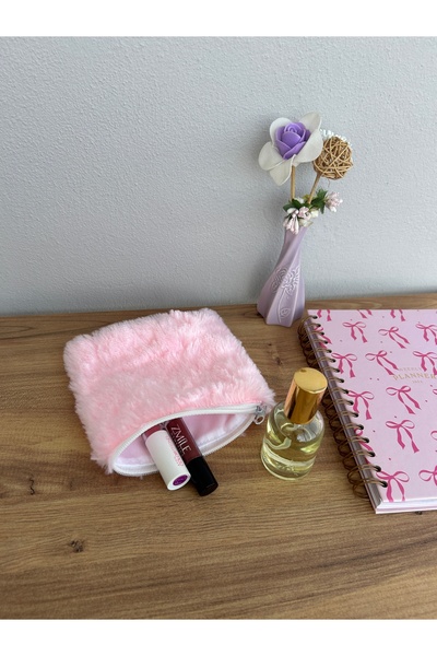 minyaturhayalim peluş pembe astarlı küçük cüzdan kozmetik çantası kese ölçüle...