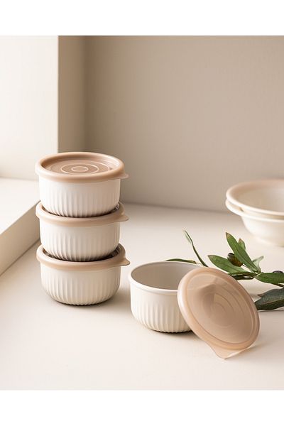Madame Coco Lucca 4-Piece Storage Container Set - Beige - 10 cm