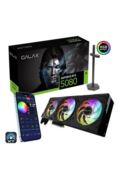 GALAX بطاقة رسومات GeForce RTX 5080 EX Gamer بنقرة واحدة OC سعة 16 جيجابايت GDDR7 256 بت DLSS 4