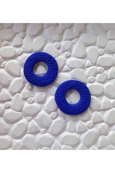 ACCESSORY Navy Blue Circle Hoop Earrings