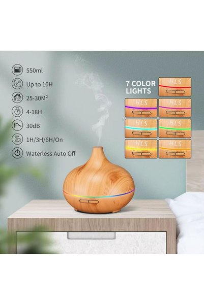 sonx Aroma Difüzör Gece Işığı 7 Led Nemlendirici Kumandalı 550 ml Buhar Makinesi