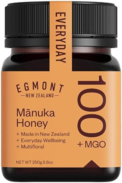 EGMONT عسل مانوكا خام متعدد الأزهار، يحتوي على أكثر من ١٠٠ ملغ من ميثيل جليكول، ٢٥٠ غرامًا | أصلي وغير مبستر | ١٠٠٪؜ نقي من نيو زي