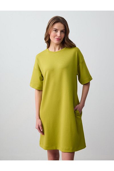 Jimmy Key Relaxed Cut Crew Neck Elbow Sleeve Knitted Mini Dress