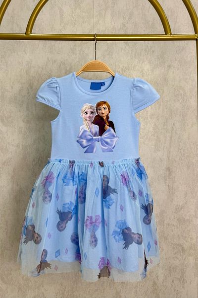 Monila Rochie de petrecere de aniversare din tul imprimat cu maneca scurta pentru fete