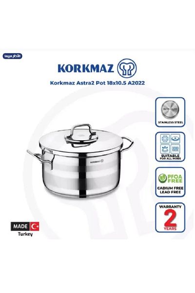 KORKMAZ Astra 2 Stainless Steel Pot, Size 26