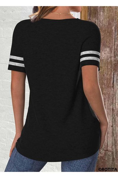 Moda Asmira Women's Short Sleeve Crew Neck Double Color Viscose Blouse