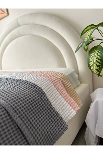 GİNETEKS Natural Waffle Pike Beige Bedspread 155*210 100% Cotton