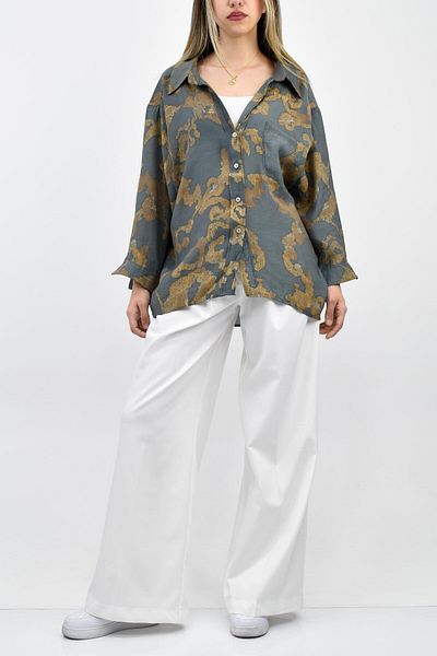 birizmoda Риза с шарки от модал - Антрацит - Кафява