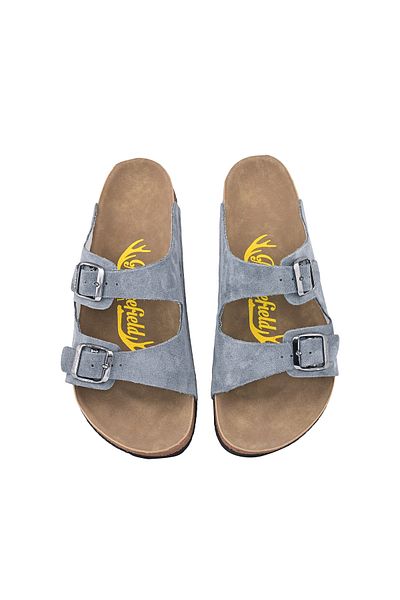 Moosefield Papuci unisex din piele naturală din piele intoarsa gri
