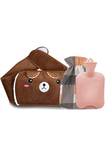fulina Portable Hot Water Bottle with Waist Cover,Removable,for Pain Relief for Neck,Back and Legs,15x26 cm