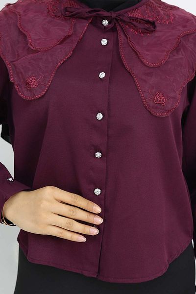 benguen Cămașă Scurtă Guler Bebeluş, Roşu Claret Model 2254