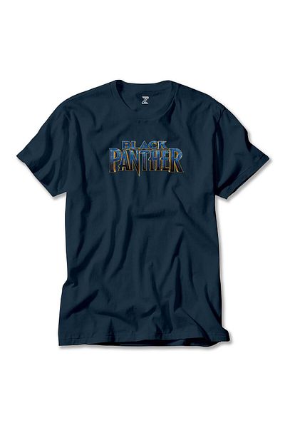 WAKHA Black Panther Blue Text Navy Blue T-shirt