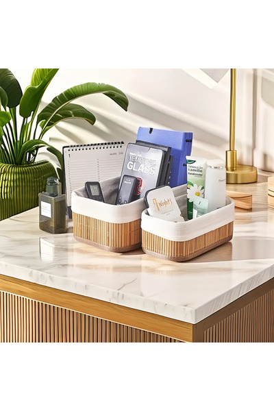 Axe Tools مجموعة من 3 سلال متعددة الأغراض مصنوعة من الخيزران الطبيعي