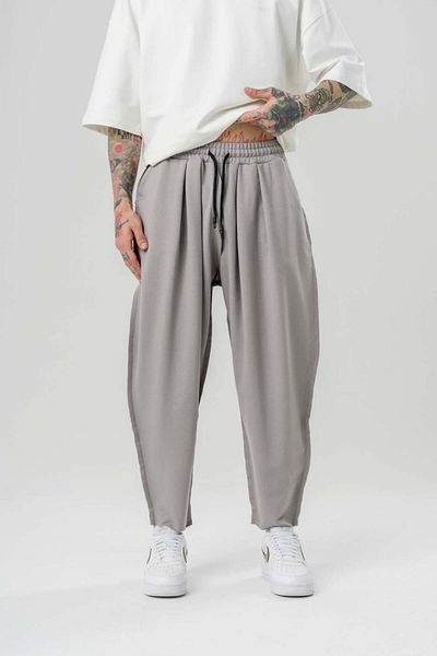 go gang own Dunk Waist Elastic Overlock Leg Trousers