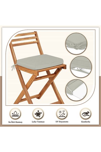 Evim Canvas 4-Piece Rock Salt Liquid-Proof Stain-Proof Zippered Lace-Up Chair Cushion 40 X 40 cm