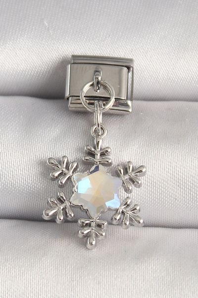 NEZADE STORE 316L Steel Silver Color Zircon Stone Snowflake Model Nomination Charm - Lisinya