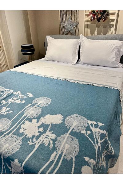 Explore Home   Petrole Colored Double Cotton and Muselin Bedspread