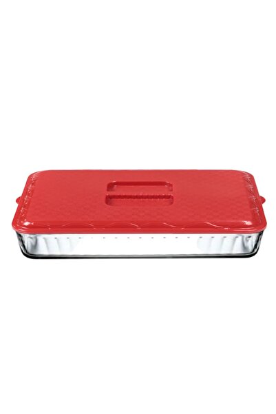 İronika 2 Pieces Red Rectangular Plastic Pyrex Lid