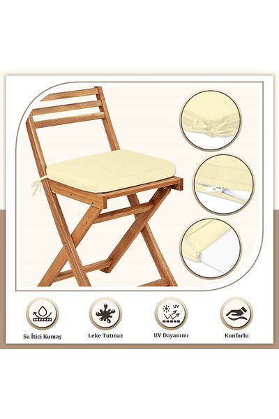 Evim Ecru Canvas Chair Cushion - Stain Resistant Zippered 40X40Cm
