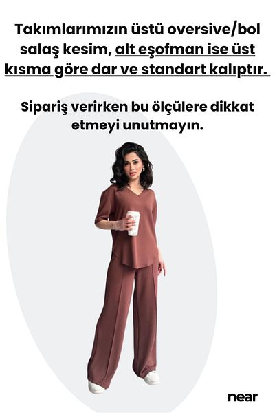 NEAR Modal Fabric Short Sleeve Tracksuit Set for Women, Top Oversize, Bottom Fit – Soft Fabric, Modern Design