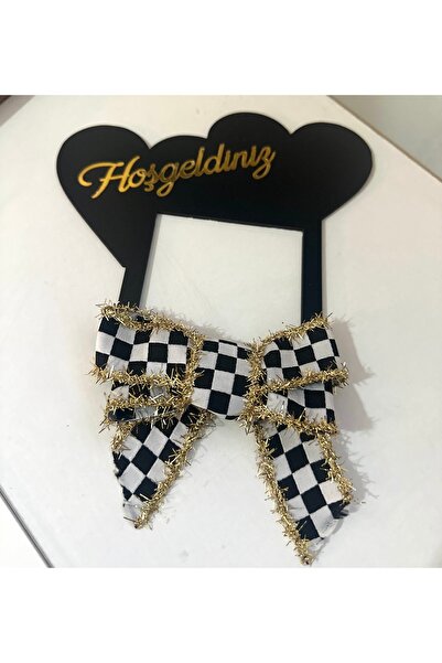 Marrone Ornament pentru priză Sonerie Panglică Argintiu în carouri