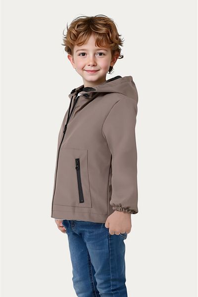 Montland Boys' Mink Lined Waterproof and Windproof Hooded Raincoat with Double Zipper Pockets